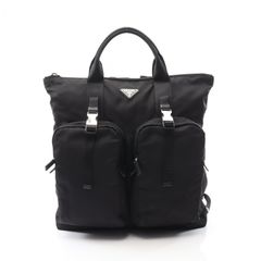 プラダ PRADA リュックサック バックパック TESSUTO MONTAGN 2VG053 ブラック ナイロン サフィアーノレザー トライアングルロゴ 2wayバックパック メンズ Used A