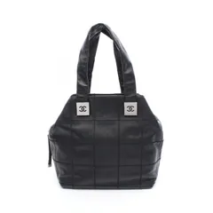 シャネル CHANEL ハンドバッグ チョコバー ブラック レザー チョコバー トートバッグ レディース Used A