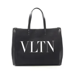 ヴァレンチノ Valentino トートバッグ VLTN ロックスタッズ ブラック/ホワイト キャンバス レザー VLTN トートバッグ メンズ Used Aのサムネイル
