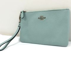 新品タグ付き☆COACH コーチ ストラップ付き ポーチ レザー グリーン 