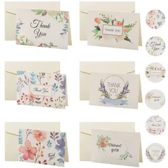 【在庫セール】YOVOY メッセージカード ありがとう 感謝カード 24枚入り サンキューカード 花の柄 グリーティングカード 封筒付き テープ付き