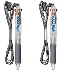 【特価商品】【２本セット】三菱鉛筆 ２色ボールペンプレーヤーズひも付き 透明軸