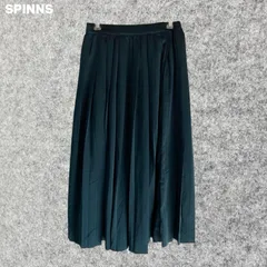 SPINNS ダークグリーン プリーツロングスカート Fサイズ