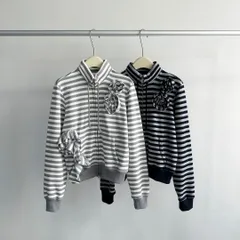 韓国open yy気だるい立体ローズストライプダブルジッパー長袖コートハンスージー同モデル