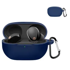 新品 TOORQR For Sony WF-1000XM5 ケース カバー ソニー WF-1000 XM5 シリコン素材 ケース 保護カバー 防水 防塵 落下防止 キズ防止 全面保護 軽量 カラビナ付き(ブルー)