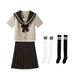 新品 [Formemory] セーラー服 2本線 本格制服 セット JK 女子高生 長袖 半袖 2種類 関西襟 スクールスカート コスプレ レディース 高校生 中学生 かわいい 仮装 ハロウィン 学園祭 文化祭 プレゼント かわいい ブラウス+スカート+リボン