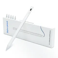 新品 タッチペン ipad専用 スタイラスペン 極細 アップルペンシル交換用ペン 電量表示機能/超高感度/0遅延 傾き感知/磁気吸着/自動オフ/パームリジェクション機能 交換用ペン先付き2018年以降iPad/iPad Pro/iPad air/iPad mi