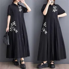 シャツワンピース 即購入OK レディース ワンピース 夏 ロングワンピース きれいめワンピース ロング 半袖 無地 大きいサイズ ゆったり 体型