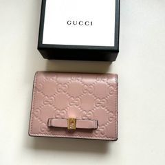 匿名配送】GUCCI 蝶 バタフライ 二つ折り財布 ピンク - メルカリ