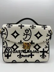 CASTELBAJAC カステルバジャック 2Way バッグ 総柄 ハンドバッグ ショルダーバッグ 斜め掛け クレア メンズ レディース ホワイト　レザー　【ME75-2782】