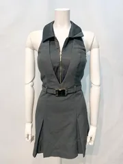 1764 ROBE de  FLEURS Glossy ローブドフルール　グロッシー　キャバクラ　ドレス　プリーツ　ゴールド金具　バックオープン　タイト　襟付き　キャバドレス　S