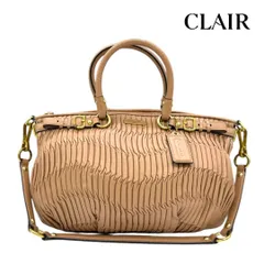 【美品】コーチ 2Way ハンドバッグ 15942 マディソン レザー ギャザー  ベージュ  レディース COACH