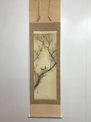 【掛け軸】107 百々功「桃花小禽」今尾景年 今井景樹師事 三重の人 #茶掛 #掛軸 #古美術 #骨董 #お値下げ歓迎 #まとめてお取引歓迎