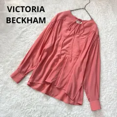 VICTORIA BECKHAM ヴィクトリアベッカム シルク 100% リボン 長袖 ブラウス　シャツ　ピンク　絹　無地 シンプル ギャザー a22wsh004156aのサムネイル