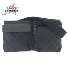 【美品】グッチ GGキャンバス ボディバッグ ウエストバッグ ブラック GUCCI グッチ ブラック 黒 シルバー金具 GGキャンバス/レザー 28566