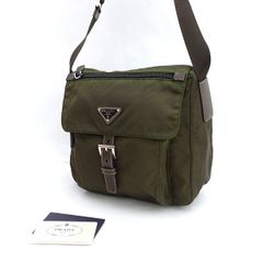 PRADA 2way カーキ 三角プレート ミニハンドバッグ ショルダーバッグ