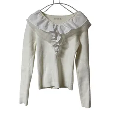 Z1573 WILLSELECTION ウィルセレクション フリルリブニットプルオーバー ホワイト サイズM