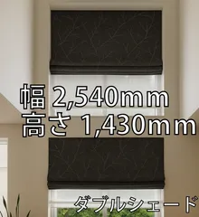 45.高所用の大きな窓に。254×143cm シェードカーテン・ローマンシェード　 枝模様ドレープ × UVカット・遮熱・花粉キャッチの機能レース　ダブルシェード　ツインシェード