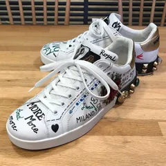 【稀少未使用品】Dolce & Gabbana 手書きメッセージ スニーカー 稀少未使用品】Dolce & Gabbana 手書きメッセージ スニーカー 異素材