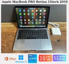 「超美品新品バッテリー」Apple MacBook PRO Retina 13inch 2019/CPUi5 2.4GHZ/16GB/SSD512GB/Windows11/office2021/CJ534