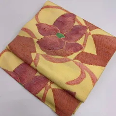 名古屋帯 真綿紬 花唐草 可愛い織り出し 八寸 正絹 着物 MA-884