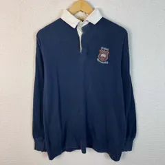 90s MEDALIST SPORTSWEAR ラガーシャツ 刺繍ロゴ ネイビー Mサイズ メンズ 古着 アメカジ　シティーボーイ