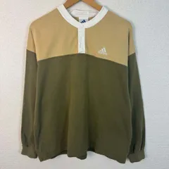 adidas アディダス ラガーシャツ バイカラー アースカラー カーキ Lサイズ メンズ 古着 スポーツMIX　シティーボーイ