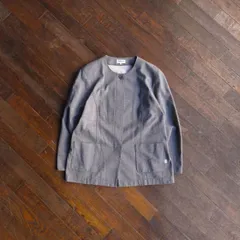 90s “GLAMOUR by GIVENCHY” Gray Denim Collarless Jacket / Mode Vintage Style Japan Made Unisex Cotton 44のサムネイル