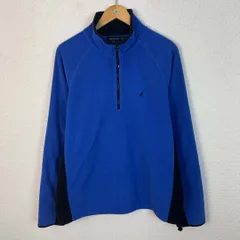 NAUTICA ノーティカ ハーフジップフリース 刺繍ロゴ ブルー Lサイズ メンズ 古着 ストリート　シティーボーイ
