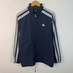 adidas アディダス ウインドブレーカー スリーストライプス ネイビー Mサイズ メンズ 古着 スポーツMIX