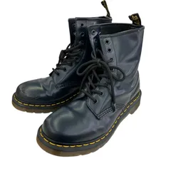 186000 現状品 Dr.Martens ドクターマーチン ブーツ 8ホールブーツ イエローステッチ 11821  23.5cm ダークネイビー レザー レディース
