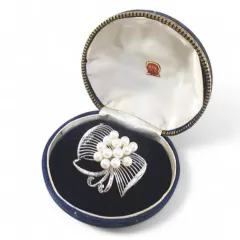 SILVER ブローチ 本真珠 パール 総重量16.4g 回転ピン アクセサリー