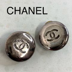 正規品☆シャネルコインロゴピアスCHANEL ガンメタシルバー黒系ココ 
