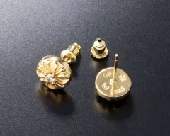 ジルコニア付き ゴールドフレア ピアス 両耳用 メンズ レディース ユニセックス シルバー925 高品質 人気 ゴシック ロック モード系 おしゃれ シンプル アクセサリー プレゼント ギフト BOX付 即日発送 95