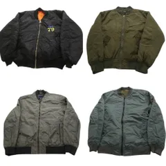 古着卸 まとめ売り MA-1型 ジャケット 4枚セット (メンズ L /XL ) フライトジャケット ナイロン ミリタリー 中古 古着 NC5544