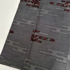 裄66.5 本場大島紬 正絹 カタス式 茶泥染め 素敵な花絣 袷 着物 MK-853