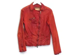 【224633】 ジョルジオブラット GIOGIO BRATO 羊革 ヴィンテージ ラムレザー ライダースジャケット  ・40 レッド