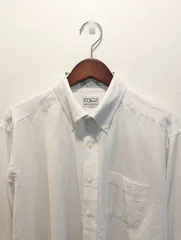 90's　L.L.Bean　エルエルビーン　シャツ　白　ホワイト　ボタンダウン　コスタリカ製　USA生地使用　綿ポリ