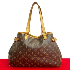 極 美品 LOUIS VUITTON ルイヴィトン バティニョール オリゾンタル モノグラム レザー トートバッグ セミ ショルダーバッグ ブラウン 42744