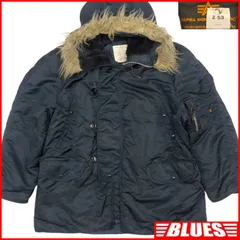 ALPHA アルファ N-3B フライトジャケット L アメリカ製 USA製 コート ミリタリージャケット  古着 メンズ 軍物 モッズコート 紺 ネイビー フライトジャケット_サイズL一覧←SEULB屋着古← X8041