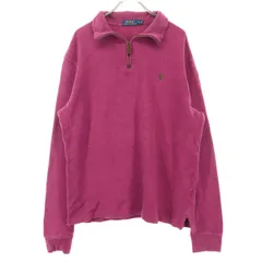 POLO RALPH LAUREN ポロラルフローレン ワンポイントロゴ 長袖 ハーフジップ スウェット S ピンク メンズ 古着