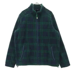 LANDS' END ランズエンド チェック柄 フリースジャケット M グリーン系 メンズ 古着