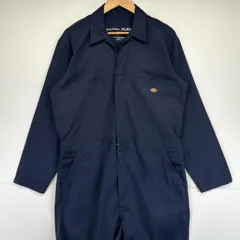 古着 ディッキーズ Dickies 長袖つなぎ オールインワン ワンポイントロゴ 作業着  L regular  ネイビー メンズ