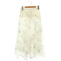 アプワイザーリッシェ Apuweiser-riche 24SS フラワー刺繍スカート フレア ロング チュール 0 ホワイト /HK ■OS