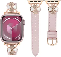 新品 For Apple Watch バンド レザー本革 コンパチブル Apple Watch Series Ultra/Ultra2/10/9/8/7/6/5/4/3/2/1/SE2/SE レディース スリム クローバー おしゃれ 可愛い アップルウォッチ