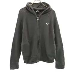 PUMA プーマ 長袖 ニット ジップパーカー L グレー レディース 古着