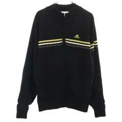 adidas アディダス ゴルフ 長袖 ハーフジップ セーター M ブラック ニット メンズ 古着