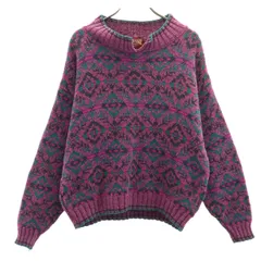 American Eagle アメリカンイーグル 90s USA製 オールド 総柄 長袖 セーター M パープル系 ニット メンズ 古着