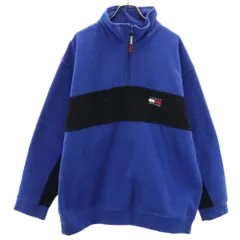 TOMMY HILFIGER トミーヒルフィガー 90s オールド フラッグタグ 長袖 ハーフジップ フリース ウェア M ブルー メンズ 古着