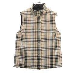 BURBERRY LONDON バーバリーロンドン ノバチェック柄 リバーシブル ダウンベスト 9 ベージュ系 三陽商会 レディース 古着